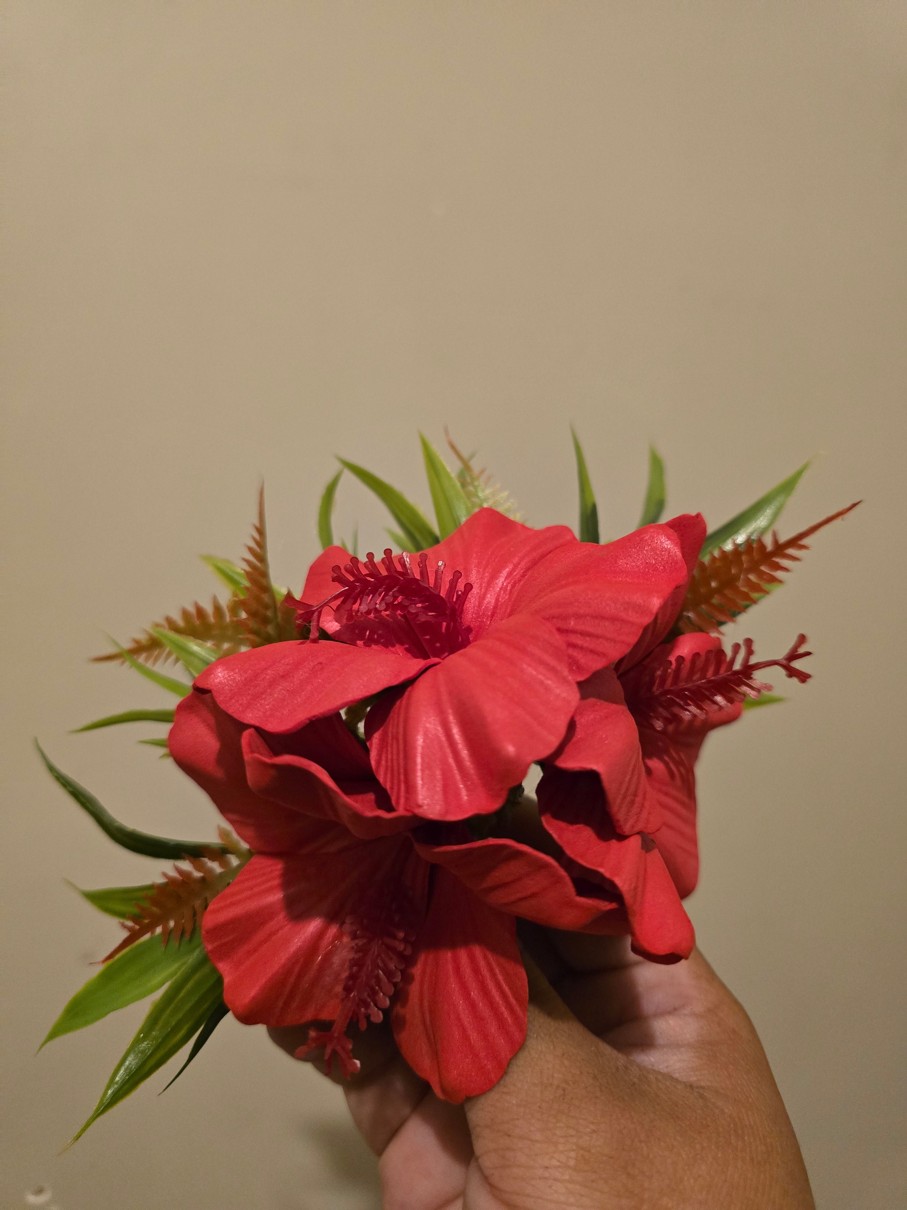 Red Hibiscus Clip